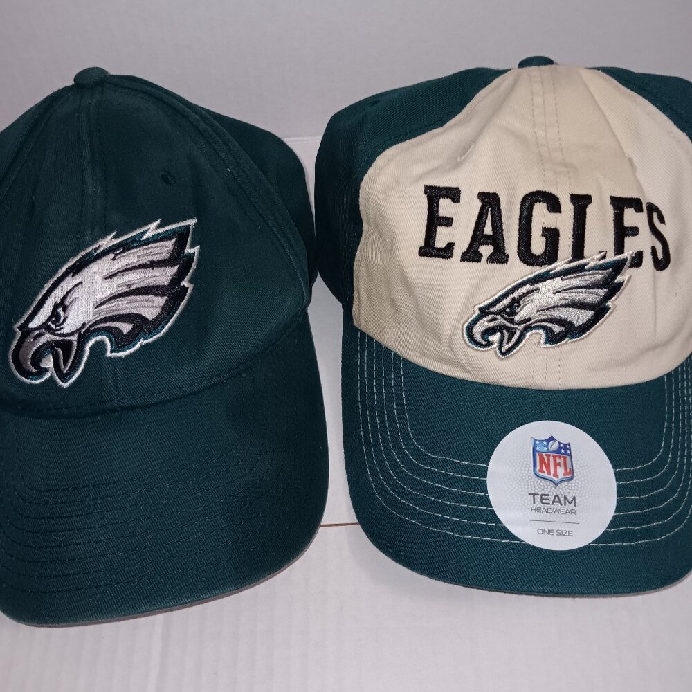BUNDLE OF 2 NFL EAGLES FOOTBALL STRAP BACK HATS